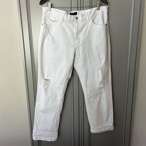 Banana republic white distressed boyfriend jeans 32/14